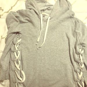 Grey sweat shirt with lace up sides